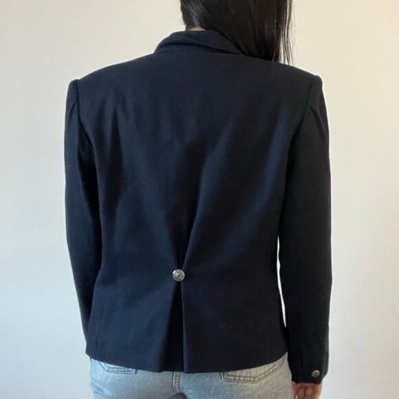 Vintage Koret Navy Blue Wool Blazer Jacket Short Dark Academia Preppy - Picture 7 of 14